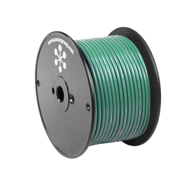 Pacer Group Primary Wire, Marine, 16 AWG, 1C C, Green, PVC, Stranded, 600V, 100 ft. WUL16GN-100 - main